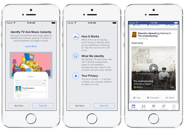 Facebook app: Αυτόματη αναγνώριση της μουσικής, τηλεοπτικής σειράς ή ταινίας που ακούτε και παρακολουθείτε