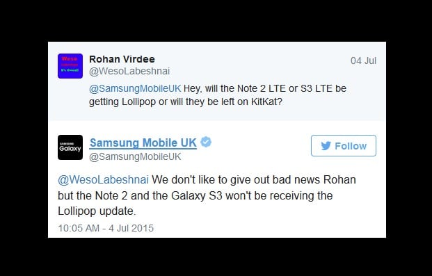 Samsung: Το Android 5.0 Lollipop δε θα κυκλοφορήσει για το Galaxy Note II και το Galaxy S III