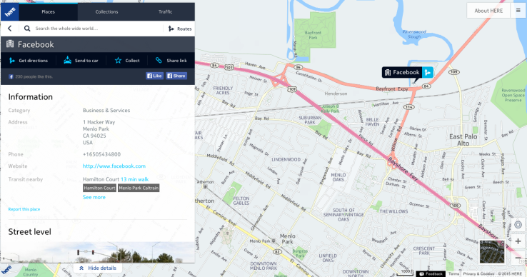 Το Facebook δοκιμάζει τους χάρτες HERE της Nokia