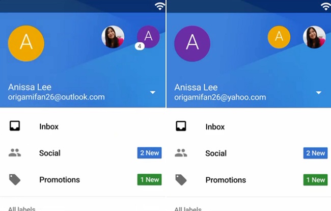 Το επανασχεδιασμένο GMail app για Android υποστηρίζει λογαριασμούς Yahoo και Outlook