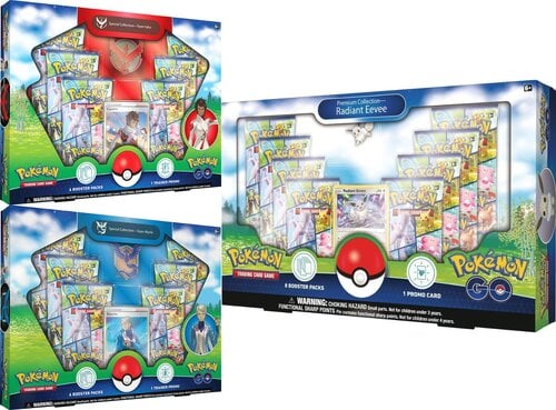 Pokemon GO (TCG) Boxes: Premium Collection - Radiant Eevee/ Special Collection - Team Mystic/ Valor