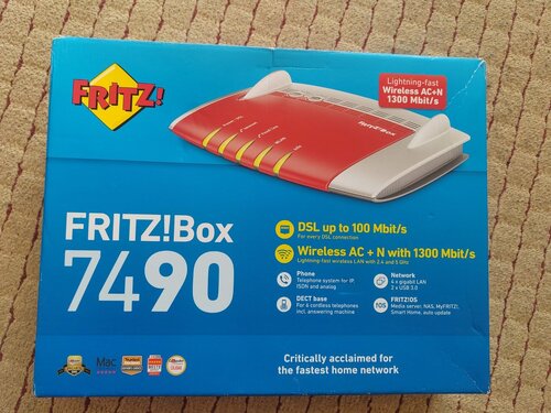 AVM FRITZ!Box 7490 VDSL2 Ασύρματο Modem Router Wi‑Fi 5 με 4 Θύρες Gigabit Ethernet