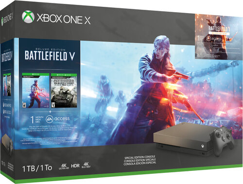 Περισσότερες πληροφορίες για "Microsoft Xbox One X 1TB Console – Gold Rush Special Edition Battlefield V Bundle"