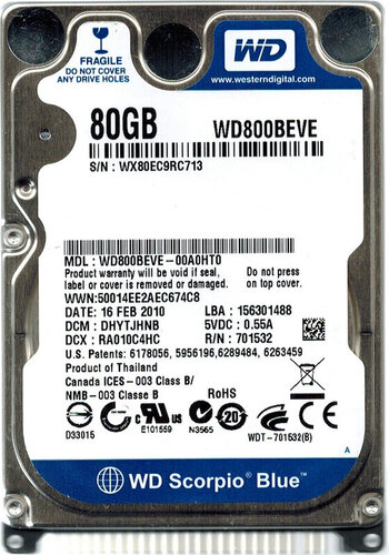 Περισσότερες πληροφορίες για "Western Digital Scorpio Blue 80GB"