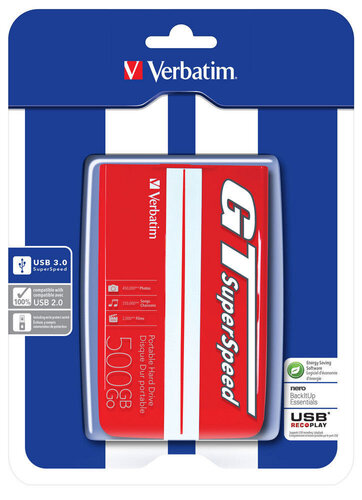Περισσότερες πληροφορίες για "Verbatim GT SuperSpeed USB 3.0 500GB (500 GB/Κόκκινο)"