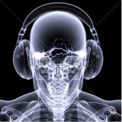 Dj wearing headphones with electric activity In His
