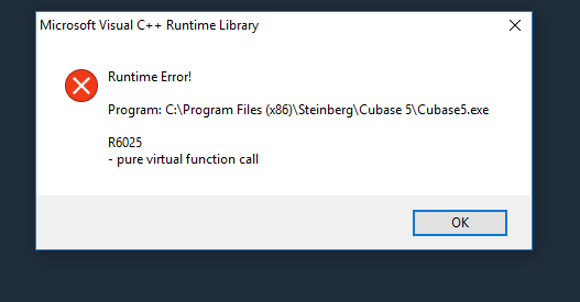 cubase 4 runtime error