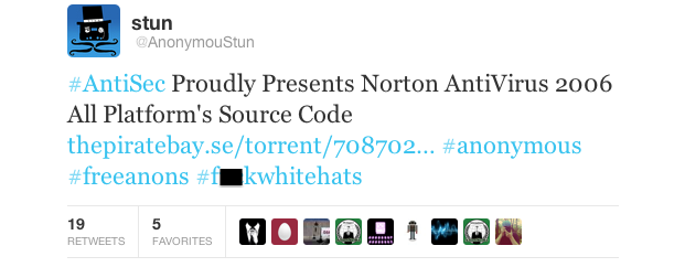 Διέρρευσε ο πηγαίος κώδικας του Norton Antivirus 2006 από τους Anonymous