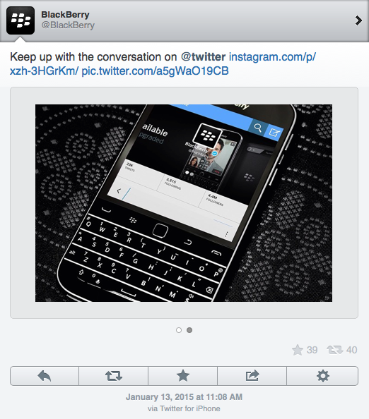 H BlackBerry δημοσιεύει επίσημα tweets από ένα....iPhone