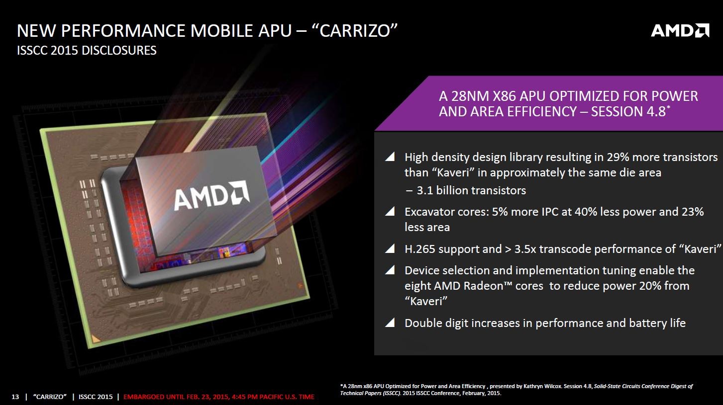 Η AMD παρουσίασε την νέα σειρά mobile APUs, Carrizo