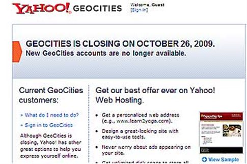 Τέλος Εποχής: Η Yahoo! Τερματίζει τη λειτουργία του Geocities