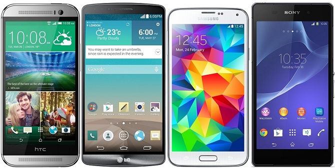 HTC One (M8) vs LG G3 vs Samsung Galaxy S5 vs Sony Xperia Z2