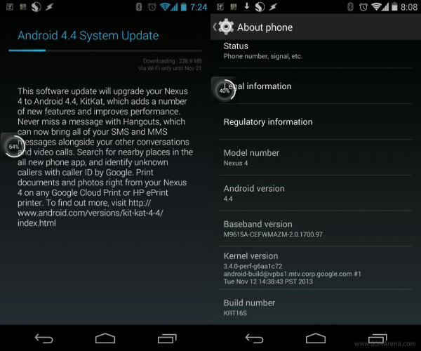 Android 4.4 KitKat από σήμερα και στο Nexus 4