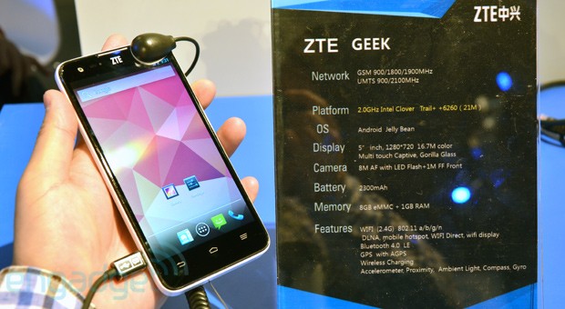 ZTE: Παρουσιάζει το Geek smartphone της με επεξεργαστή Intel Clover Trail+