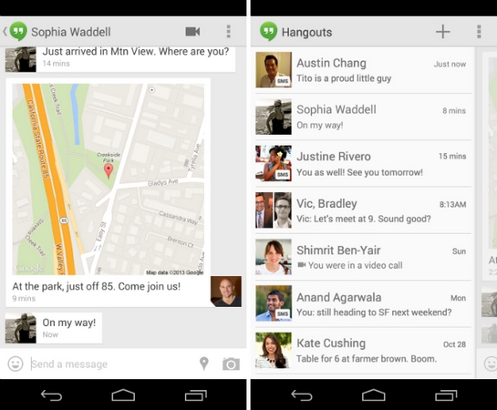 Google Hangouts 2.0 για Android με υποστήριξη SMS και MMS