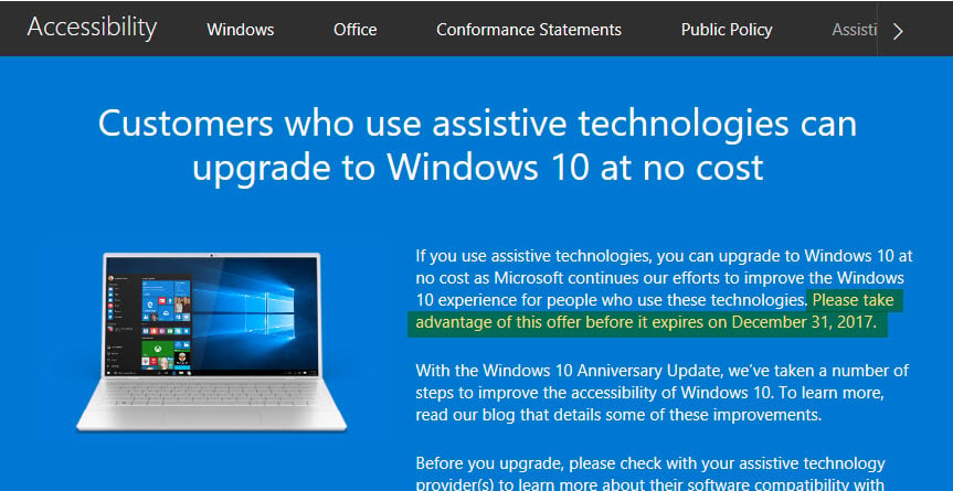 Το τελευταίο παραθυράκι δωρεάν αναβάθμισης στα Windows 10, θα κλείσει στις 31 Δεκεμβρίου