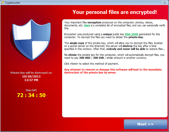 Το 40% όσων χτυπήθηκαν από ransomware, όπως το CryptoLocker πλήρωσε τα λύτρα σύμφωνα με έρευνα