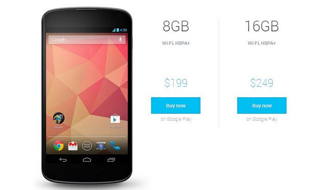 Η τιμή του Nexus 4 πέφτει στα $199