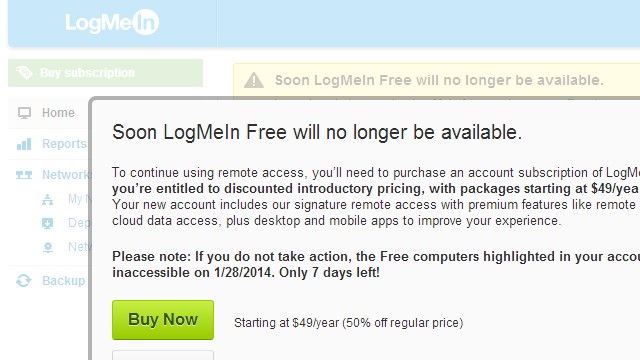 Το LogMeIn τερματίζει τη δωρεάν πρόσβαση στην υπηρεσία απομακρυσμένου ελέγχου υπολογιστών