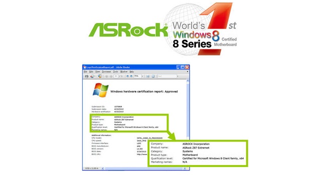 Η ASRock πρώτη λαμβάνει πιστοποίηση Windows 8 για τις μητρικές της