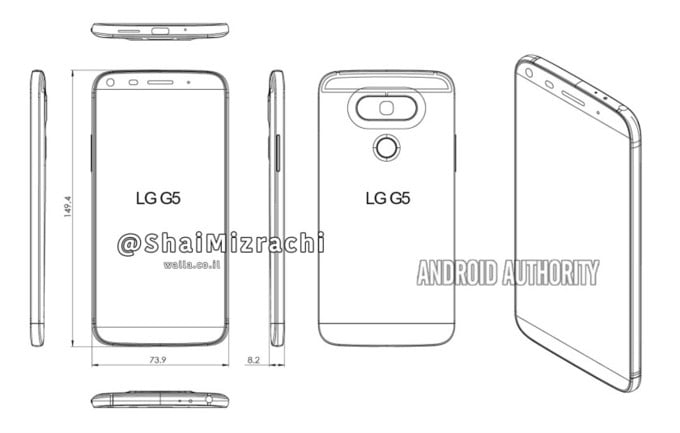 Διάγραμμα φανερώνει σχεδιαστικά στοιχεία του LG G5