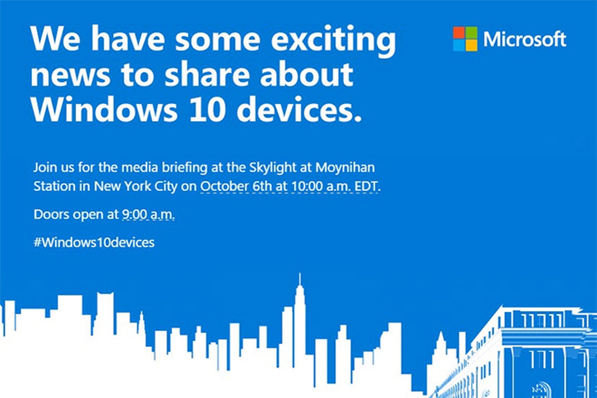 Στις 6 Οκτωβρίου η παρουσίαση των Lumia 950, Surface Pro 4 και Band 2