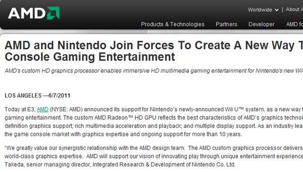 Οι AMD και Nintendo ενώνουν τις δυνάμεις τους