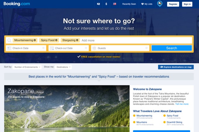 Το Booking.com ξεκινάει να προτείνει ξενοδοχεία με βάση τα ενδιαφέροντα του χρήστη