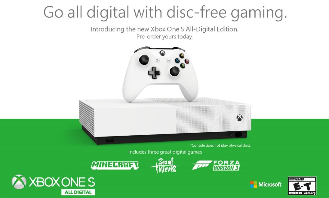 Η Microsoft ανακοίνωσε το Xbox One S All-Digital Edition με τρία παιχνίδια και τιμή $249,99