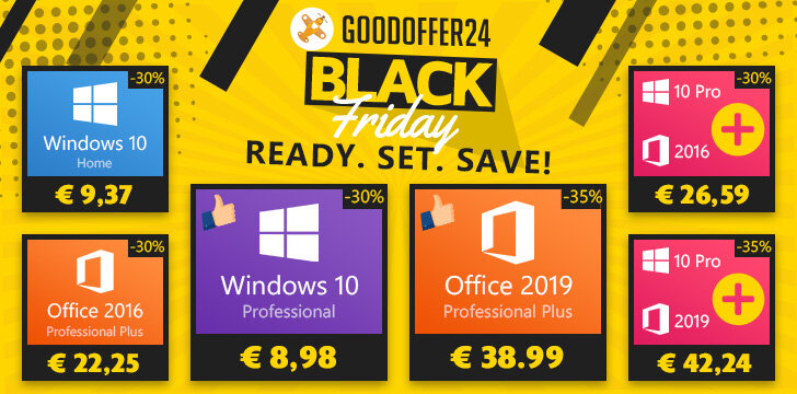 Black Friday deals: αυθεντικά κλειδιά για Windows 10 Pro/Office με έκπτωση 35%