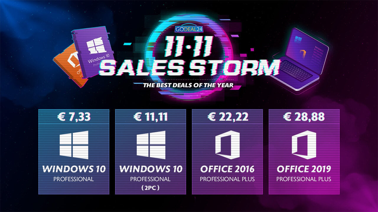 11.11 Sales Storm με αυθεντικά Windows 10 keys από 5,55€!!