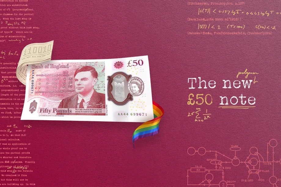 Τον Άλαν Τούρινγκ τιμά το νέο χαρτονόμισμα των 50 λιρών Αγγλίας, περιλαμβάνοντας πολλές συμβολικές λεπτομέρειες