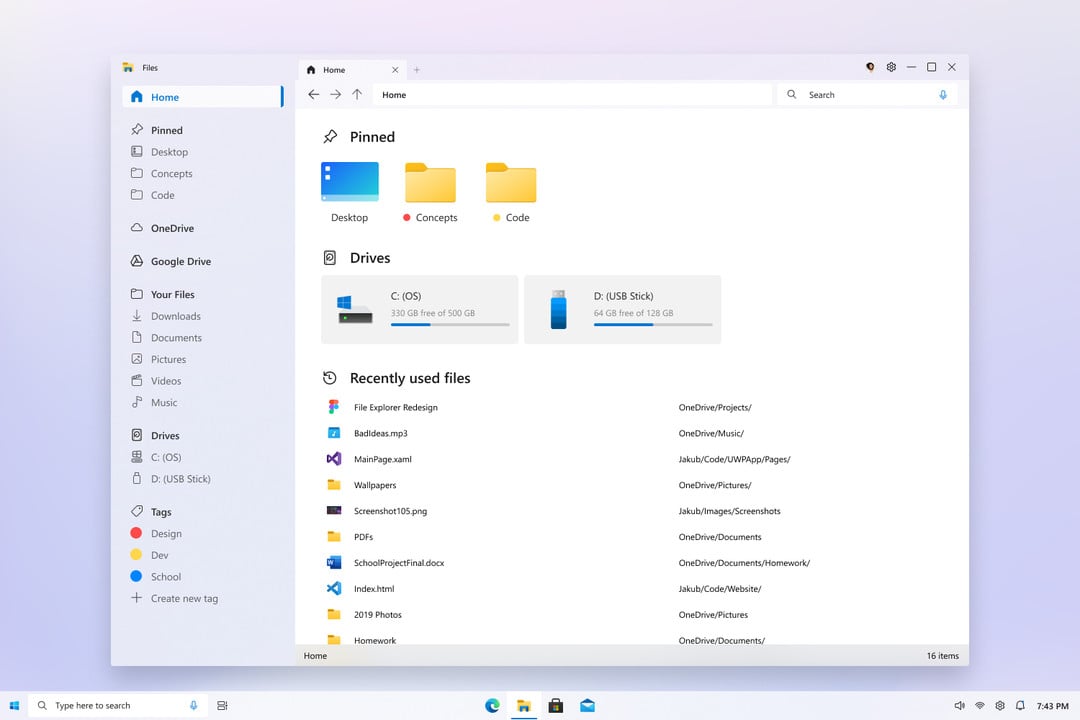 Fanmade concept του Windows 10 File Explorer δείχνει ένα ανασχεδιασμένο περιβάλλον