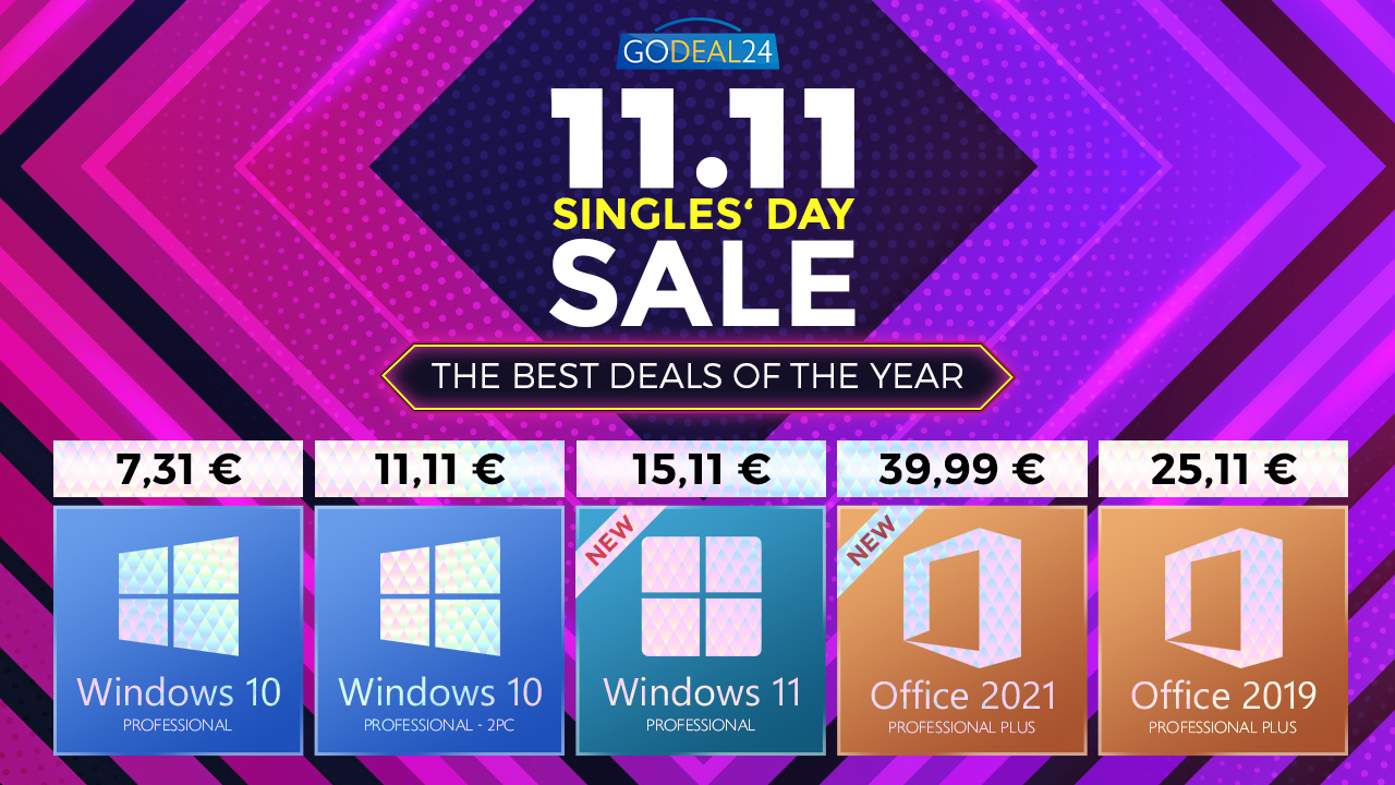 GoDeal24's Ημέρα των Singles 2021 Σούπερ Προσφορά: Windows 10 και άλλα προϊόντα απο 5.55€