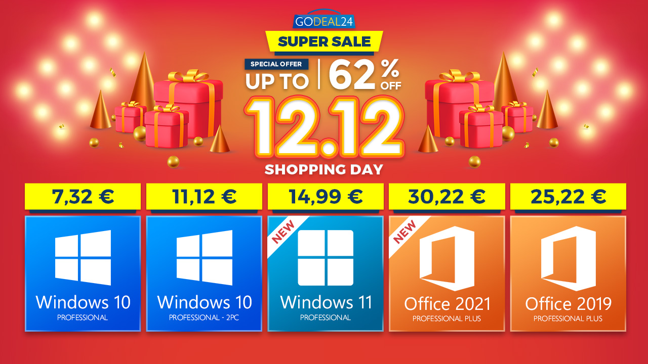 12.12 Προσφορές στο GoDeal24: Windows 10 στα 7.32€, Office 2021 με 14.44€ ανά PC