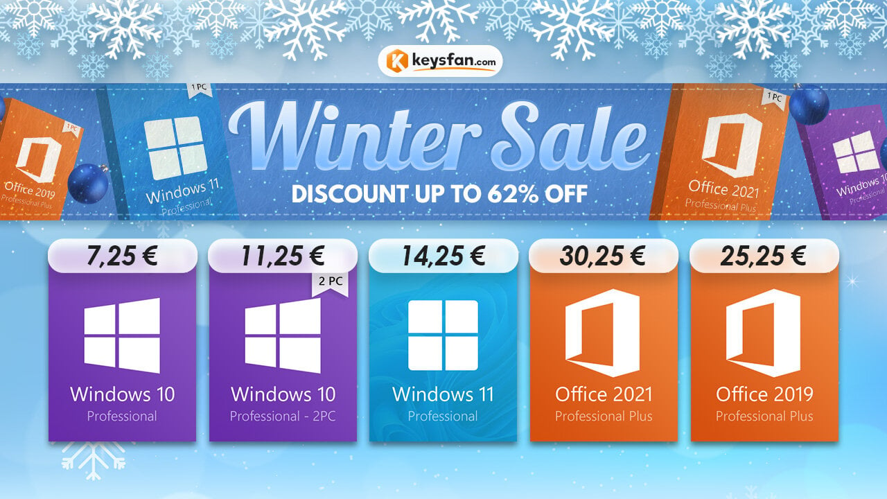 Winter Sales με αυθεντικά Windows και Office άδειες από 7.25€!