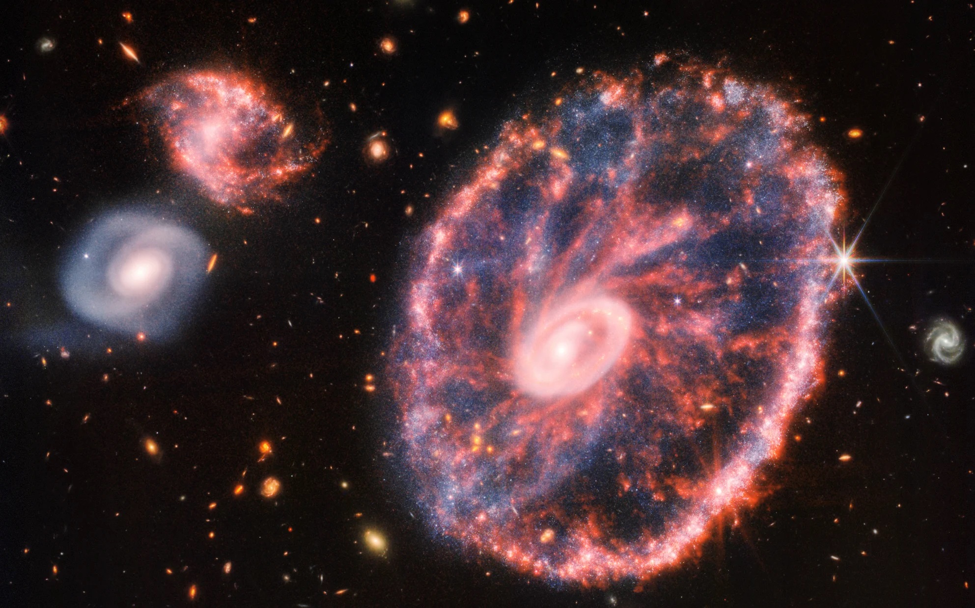 Το διαστημικό τηλεσκόπιο James Webb απεικονίζει τον γαλαξία Cartwheel με ανεπανάληπτη λεπτομέρεια