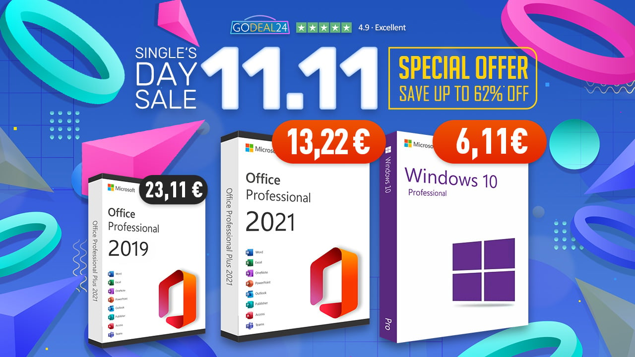 Godeal24 Διπλή Πώληση: Ώρα να αποκτήσετε τα Windows 10 και το Office 2021, Γνήσια Windows από €6.11!