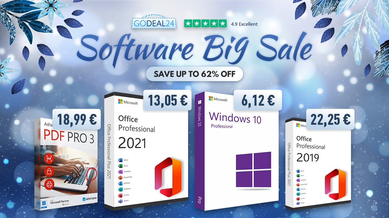 Software Sales Godeal24  - Windows 10 από 6,12€ και Office 2021 με 13.05€. Περισσότερα PC tools στην καλύτερη τιμή!