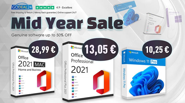 Godeal24 Mid-Year Sale: Γνήσιο Office 2021 από 13,05€ και Office 2021 για Mac από μόλις 28.99€
