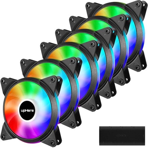 UpHere 6-Pack 120mm Silent Intelligent Control Addressable RGB Fan ...