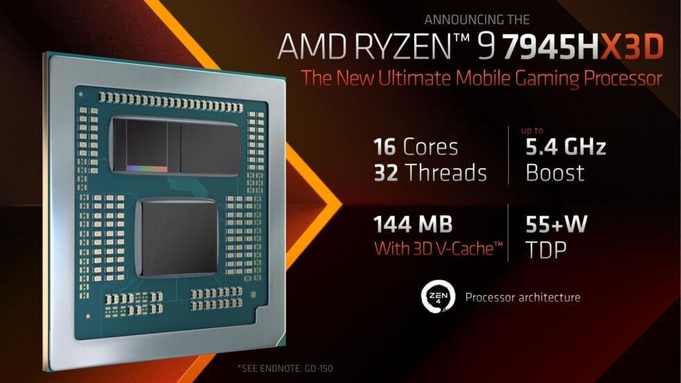 Η AMD ανακοίνωσε τον ταχύτερο gaming επεξεργαστή για φορητούς υπολογιστές, τον Ryzen 9 7945X3D με 3D V-Cache