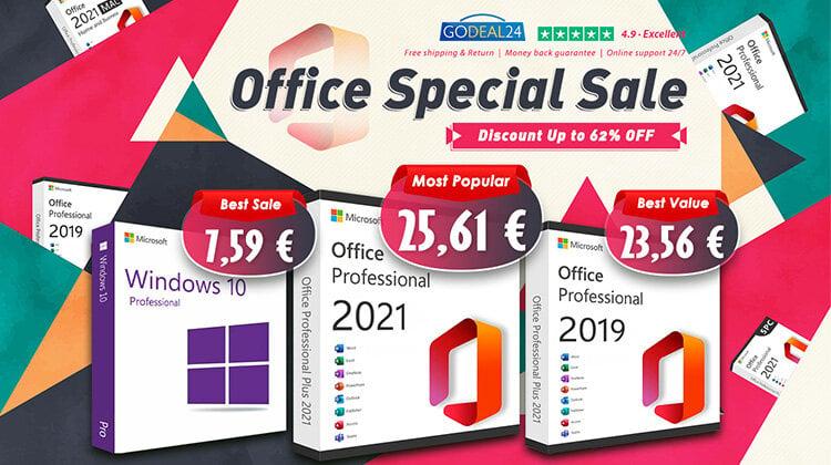 Best Office SALE: Αποκτήστε ισόβια πρόσβαση στο Microsoft Office 2021 με 25,61€ και Windows 10 Pro με 7,59€.