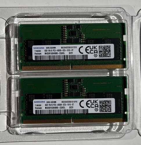 Περισσότερες πληροφορίες για "Samsung RAM 16gb (8x2) DDR5 SODIMM 4800mhz Samsung - Laptop"
