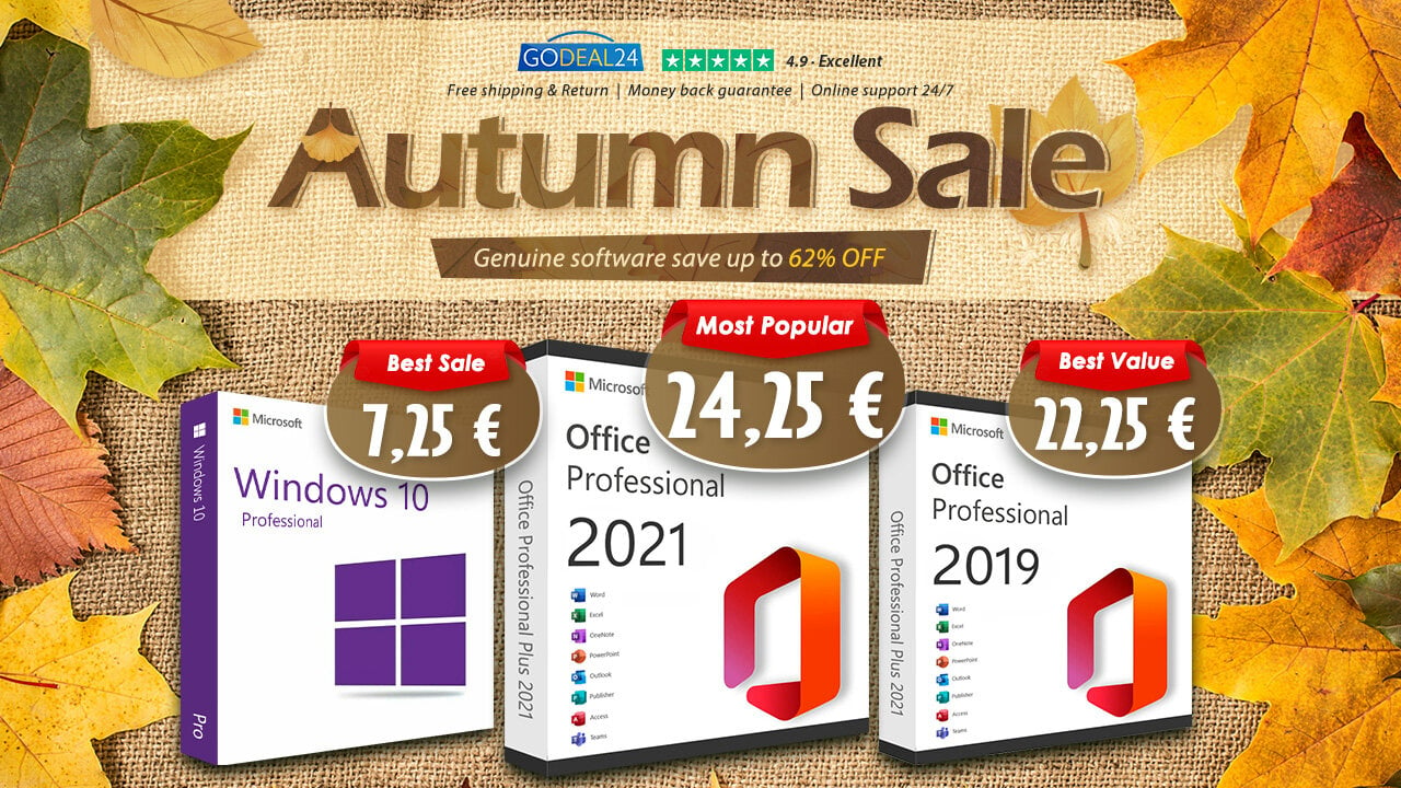 Godeal24 Autumn Sale: Microsoft Office και Windows 11 Pro με τεράστια έκπτωση! Γρήγορη παράδοση και after sales εξυπηρέτηση!
