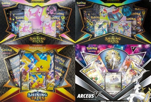 Περισσότερες πληροφορίες για "Pokemon TCG - Collection Boxes: Premium Shiny Crobat/Dragapult Vmax, Pikachu V, Arceus V Figure"