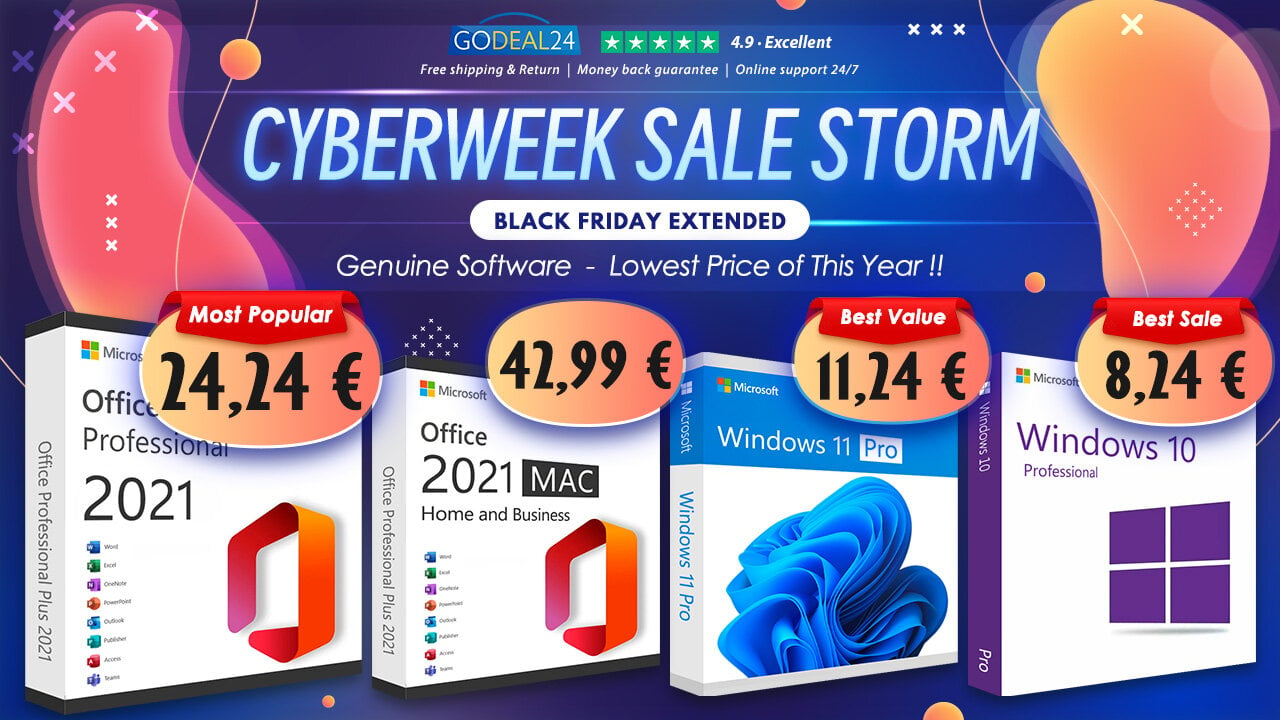 Office 2021 Pro με 24.24€ και Windows 10 με 8.24€ στην Cyber Week του Godeal24!