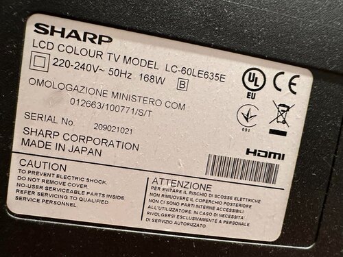 Περισσότερες πληροφορίες για "sharp lcd LC60LE635E 60 Inches"