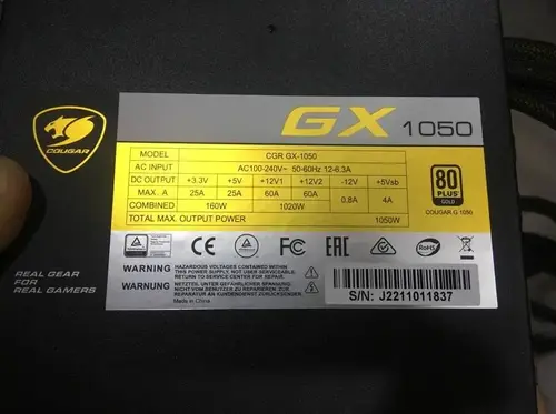 Περισσότερες πληροφορίες για "Cougar GX 1050W [CGR GX-1050]"