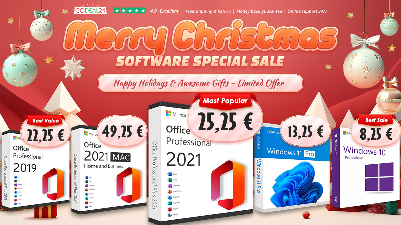 Καλά Χριστούγεννα με Special Sale: Αγοράστε Office 2021 Pro από 15,05€/PC και Windows 11 Pro με 13,25€!